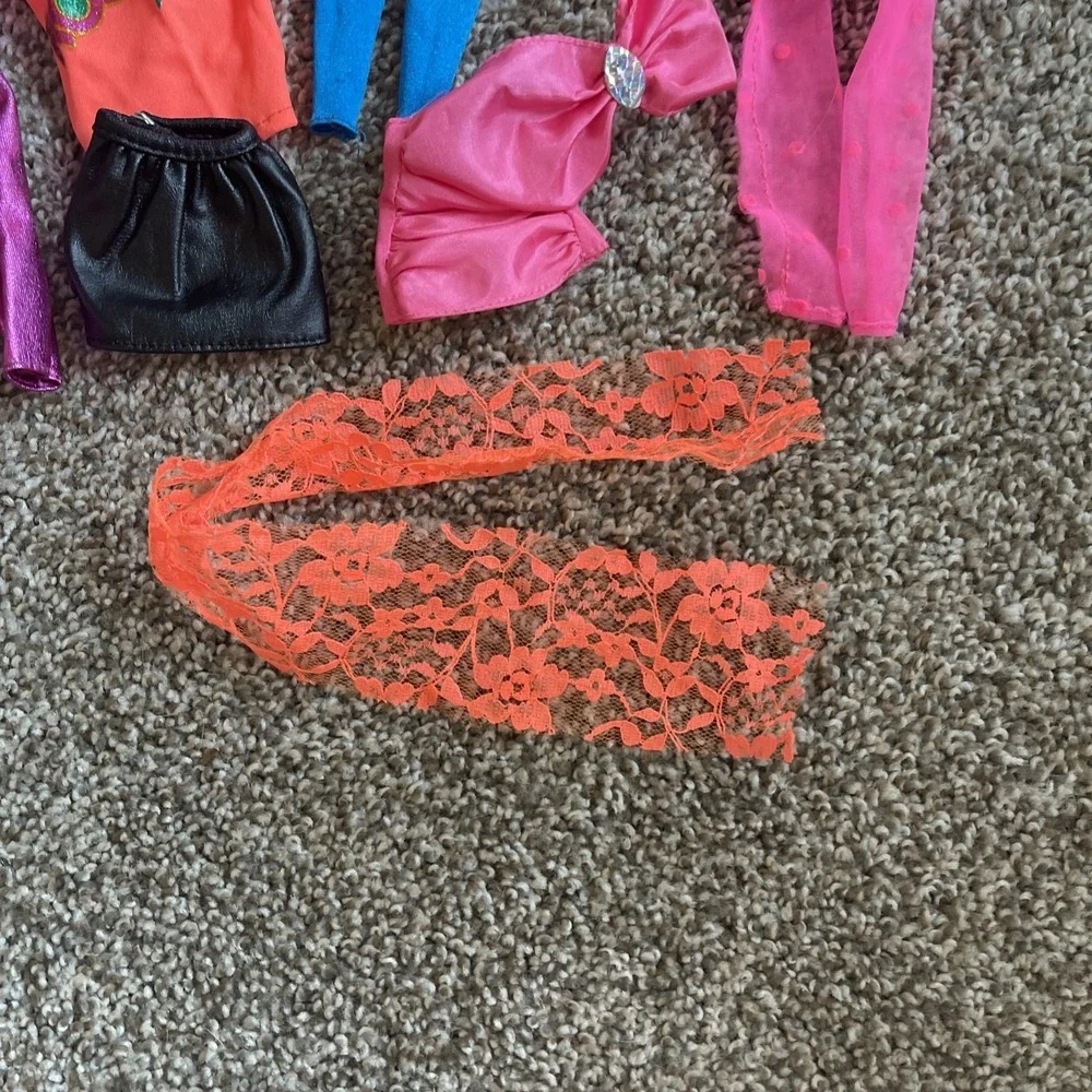 Vtg Rockers Barbie Clothes Lot 80s Neon Accessories Lot Short Tights‎ Fur Skirts
